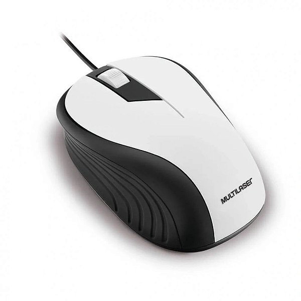 Mouse Emborrachado Branco/Preto Com Fio Usb Multilaser Mo224