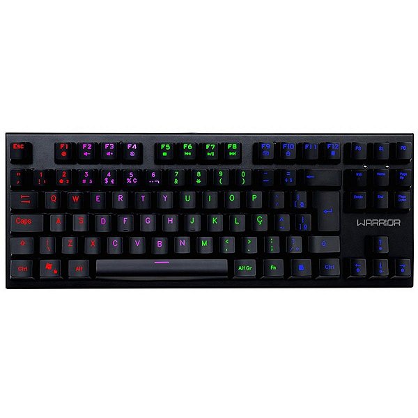 Teclado gamer warrior tero mecanico tkl led rainbow tc237
