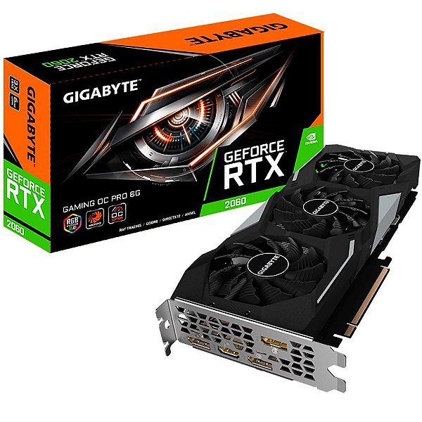 Placa de video nv rtx2060 6gb gddr6 192b gigabyte gv-n2060gamingoc pro-6gd r2