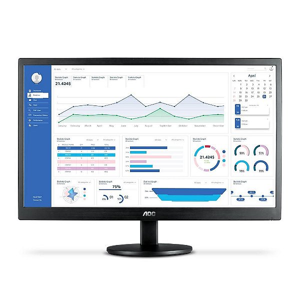 Monitor AOC  M2470swh2 s 23,6 Led Wide fhd Vga/Hdmi Preto