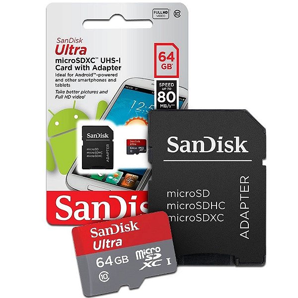 CARTÃO DE MEMORIA MICRO SD SANDISK 64GB ULTRA