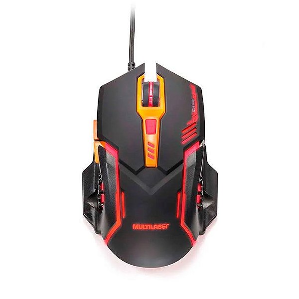 Mouse Gamer Multilaser 2400 Dpi Preto E Laranja Mo270