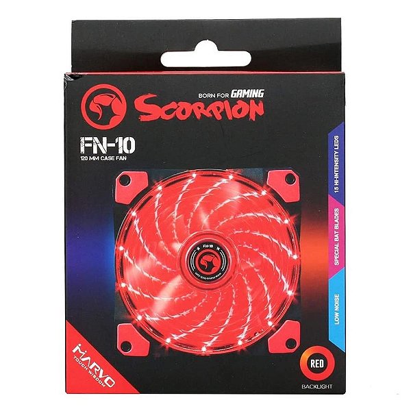 Fan 120x120x25mm Scorpion Marvo Led Red Fn-10 Rd