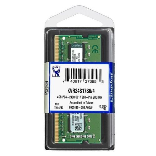 MEMORIA PARA NOTEBOOK DDR4 4GB 2400MHZ KINGSTON KVR24S17S6/4