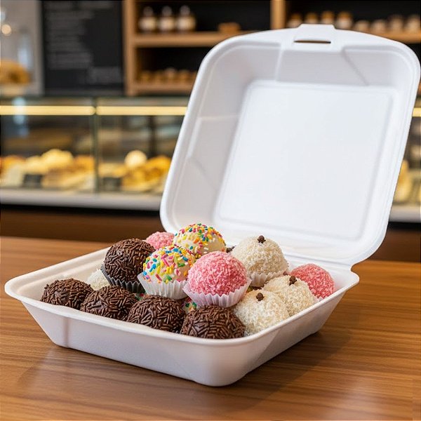 Embalagem Isopor Retangular c/tampa acoplada HF102 c/100 unidades