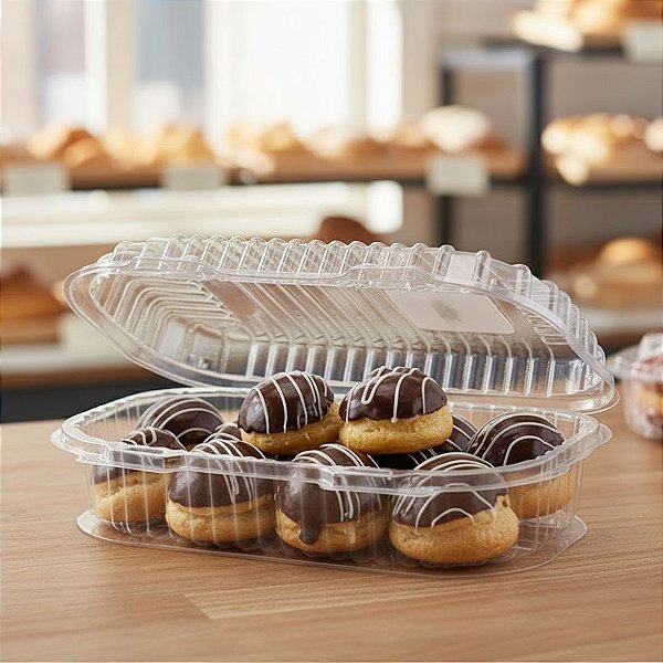 Embalagem Plástica Retangular F10 c/tampa articulada