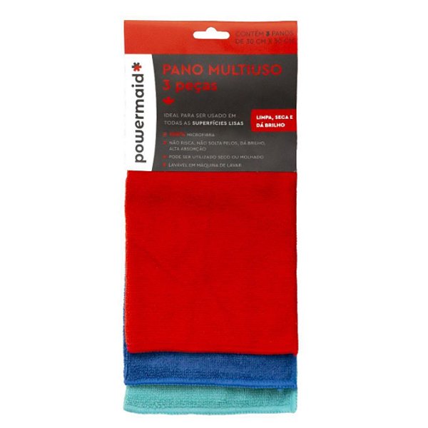 Pano Multiuso Microfibra 30x30 c/3 unidades