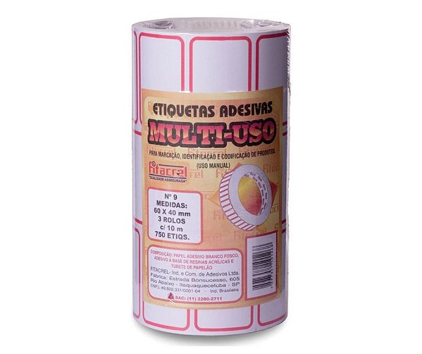 Etiqueta para Preço nº9 60x40 c/3x250 etiquetas