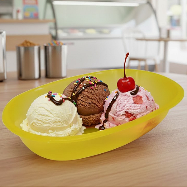 Bandeja Plástica Oval Amarelo c/20 unidades