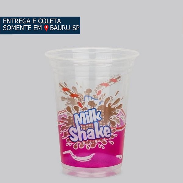 Copo Plástico Impresso Milk Shake 440ml c/50 unidades