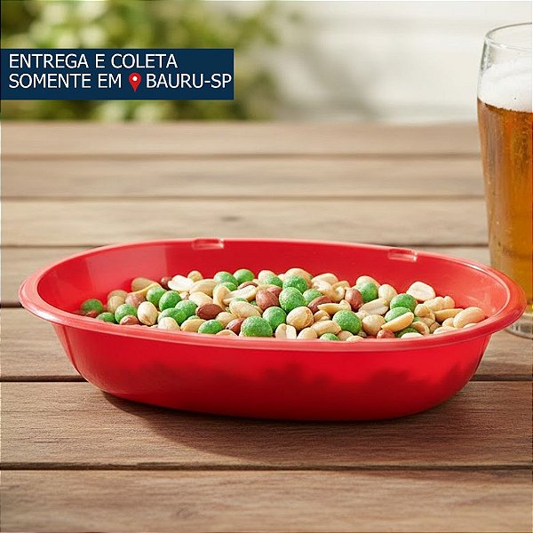 Bandeja Plástica Oval Vermelha c/20 unidades