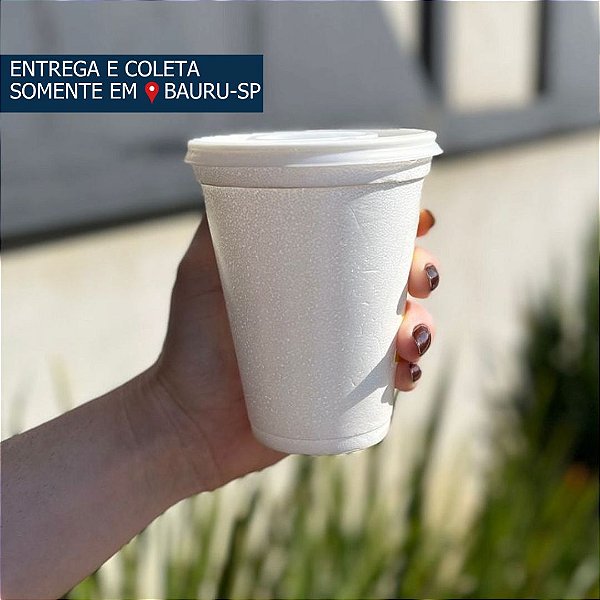 Copo Isopor 296ml com tampa plástica c/100 unidades