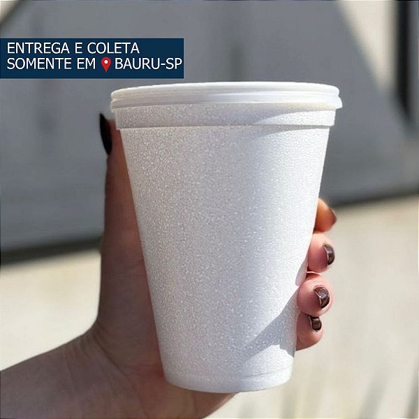 Copo Isopor 355ml com tampa plástica c/100 unidades
