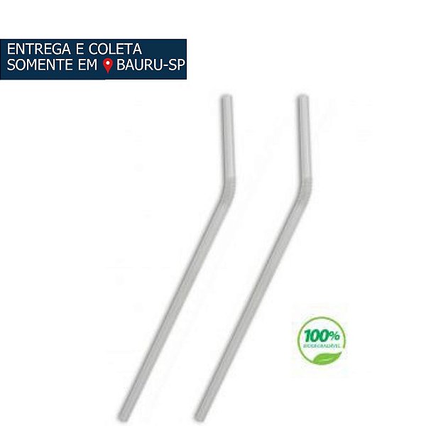 Canudo Plástico Biodegradável em sachê Flexível 5mm c/100 unidades