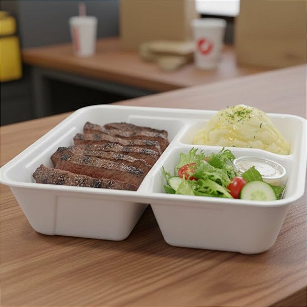 Embalagem Isopor Retangular com 3 divisórias HF90/3F - c/100 unidades