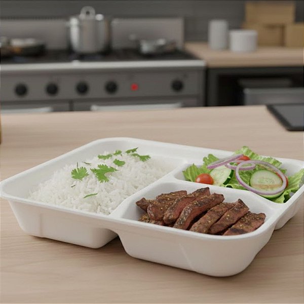 Embalagem Isopor Retangular com 3 divisórias HF90/3R c/100 unidades