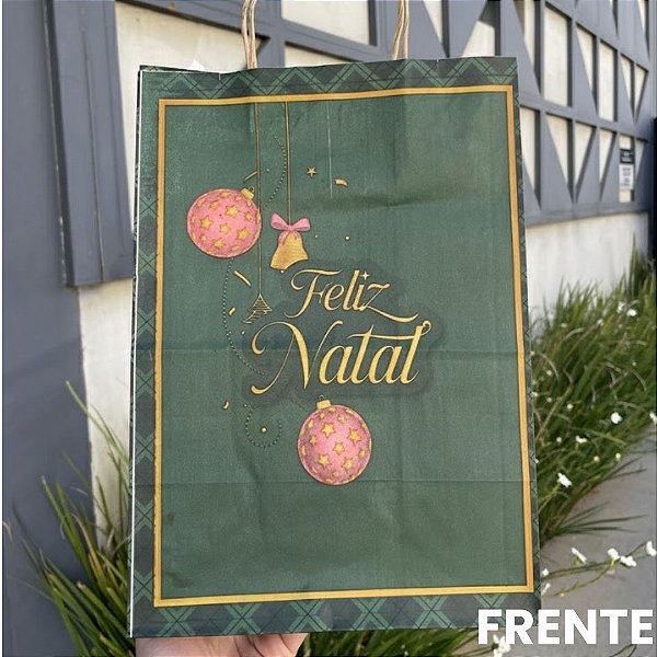 Sacola de Papel G Natal Verde c/10 unidades
