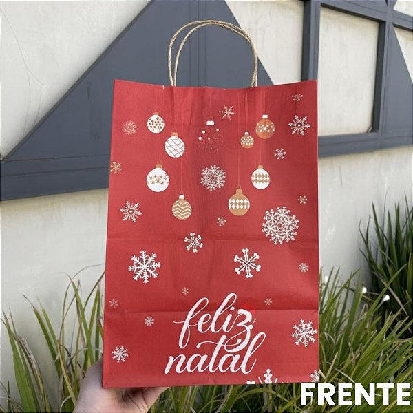 Sacola de Papel G Natal Vermelha c/10 unidades