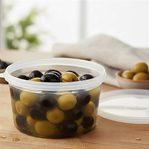 Pote Redondo Plástico 1000ml c/tampa lacre c/10 unidades