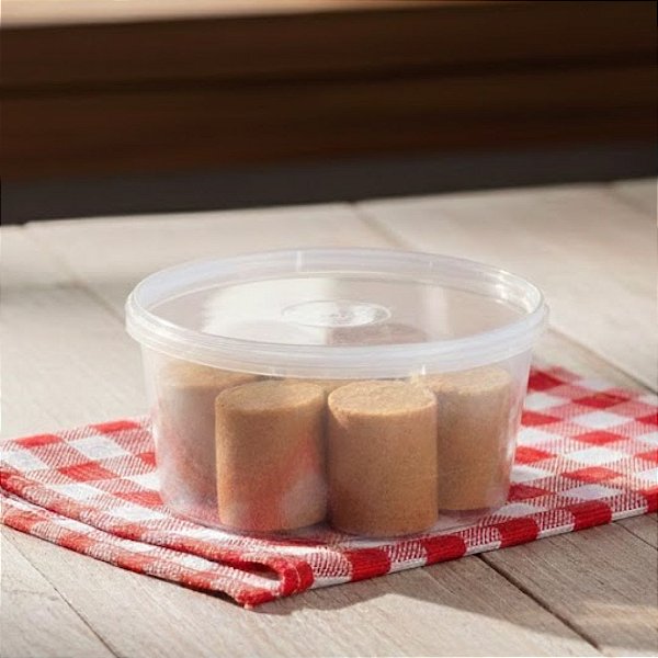 Pote Redondo Plástico 500ml c/tampa lacre c/10 unidades