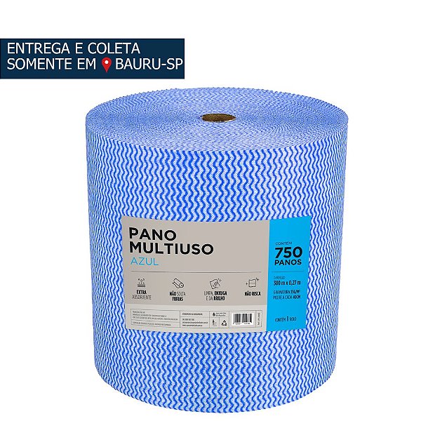 Rolo Multiuso 27x300 AZUL c/750 panos