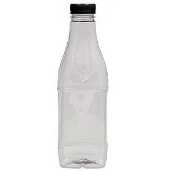 Garrafa PET Quadrada com tampa rosca 1000ml c/100 unidades