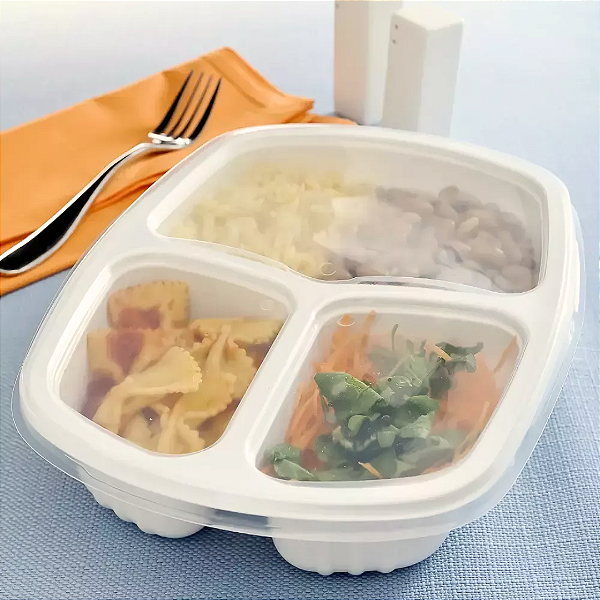 Embalagem Plástica com 3 Divisórias 1150ml G330 c/10 unidades