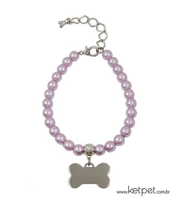 Colar Pérola Lilás e Prata Keypetstore