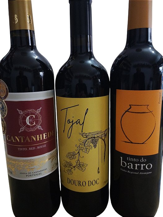TRIO PORTUGUÊS - TOJAL - CANTANHEDE - TINTO DO BARRO - kit 3 garrafas