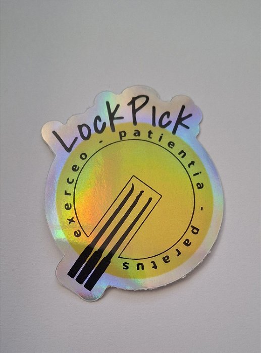 Adesivo Holográfico Hacker Lock Pick Exerceo Patientia Paratus