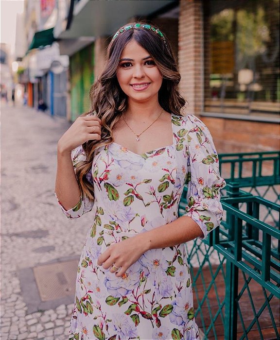 vestido floral manga 3 4