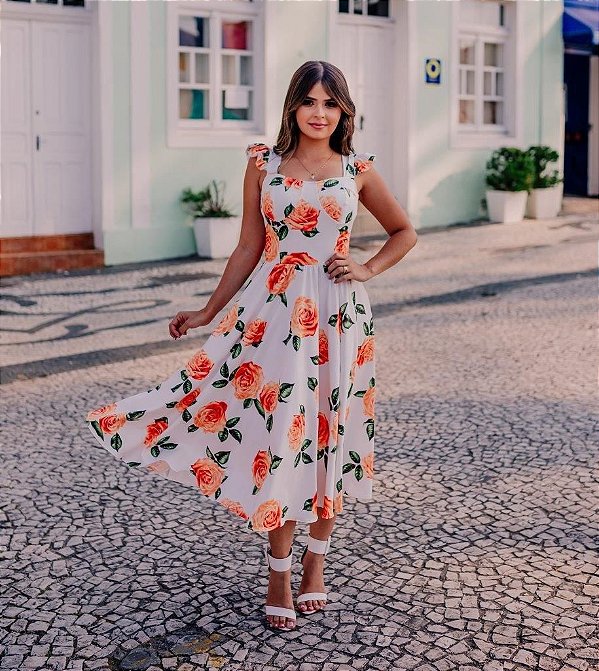 vestido gode midi floral