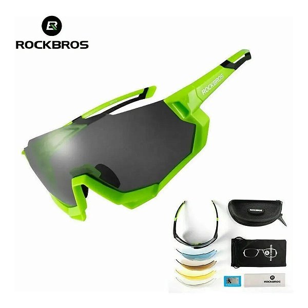 Óculos de Ciclismo ROCKBROS Unissex Verde (+4 Lentes)