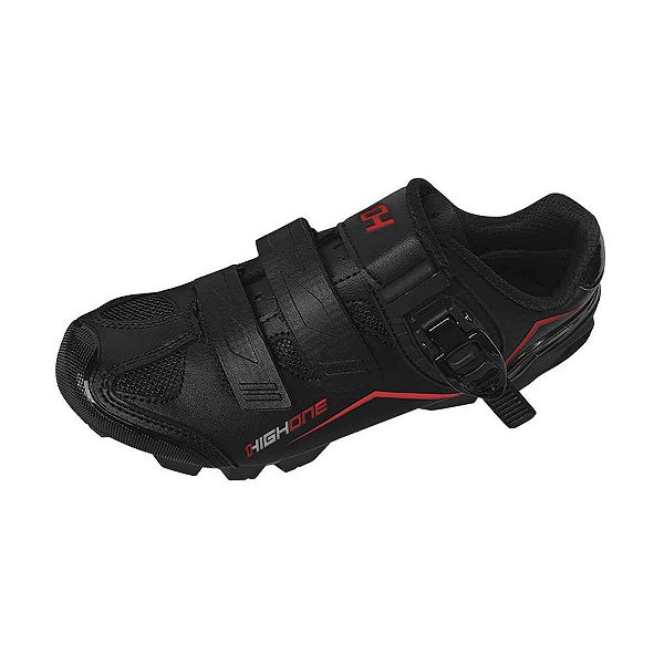 Sapatilha MTB HIGH ONE Feet Eur 2 Velcros 1 Trava Preto/Vermelho - Tam. 44