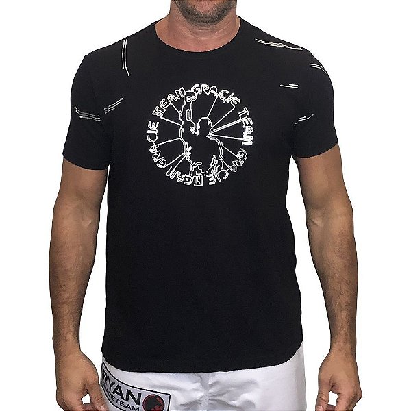 Camiseta Gracie Cyber preta com prata