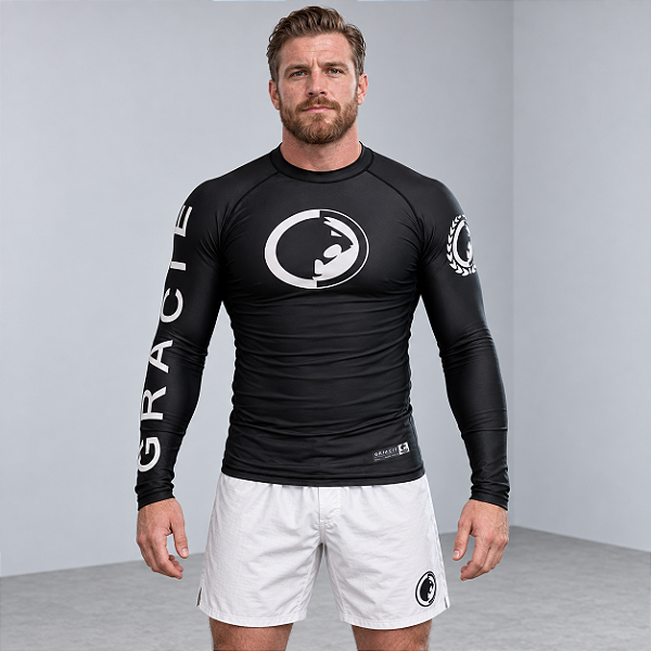 Rash Guard Preta Equipe RGA - Manga Longa