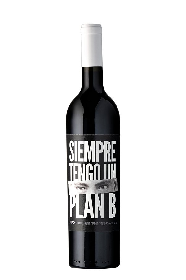 VINHO TINTO ARGENTINO SIEMPRE TENGO UN PLAN B BLACK MALBEC-PETIT VERDOT 2019 750ML