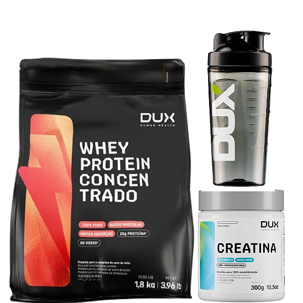 WHEY PROTEIN CONCENTRADO 1.8KG - CREATINA 300G PURA - COQUETELEIRA - HUMAN HEALTH