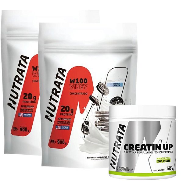 WHEY CONCENTRADO 2X900G + CREATINA 300G MONOHIDRATADA - NUTRATA