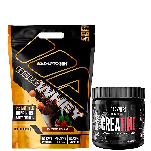 GOLD WHEY 100% 900G ADAPTOGEN + CREATINA 300G 100% PURA DARKENSS