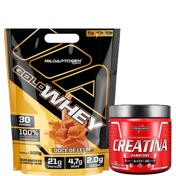 GOLD WHEY 100% 900G - ADAPTOGEN - CREATINA 300G PURA - INTEGRALMÉDICA