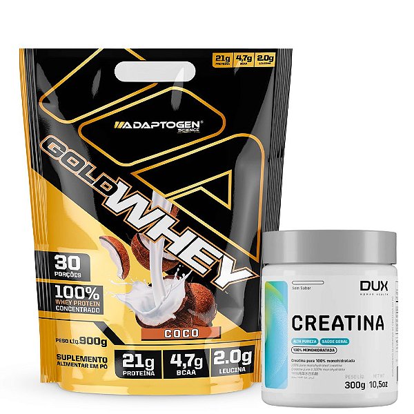 GOLD WHEY 100% 900G ADAPTOGEN - CREATINA 300G DUX HUMAN HEALTH