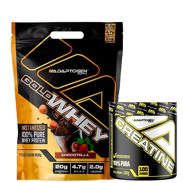 GOLD WHEY 100% 900G - CREATINA 300G - ADAPTOGEN