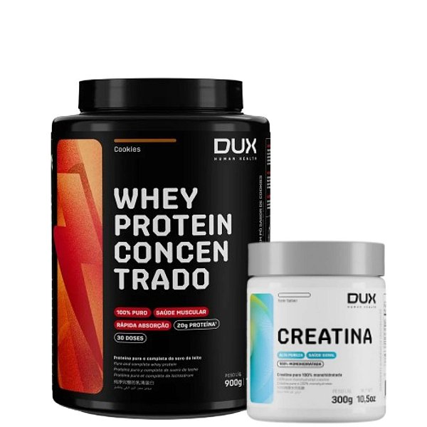 WHEY PROTEIN CONCENTRADO 900G DUX HUMAN HEALTH + CREATINA 300G 100% pura