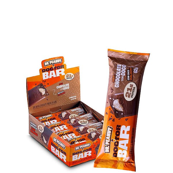 DOCTOR BAR 8UNI 62G SABOR CHOCOLATE COM COCO - DR PEANUT
