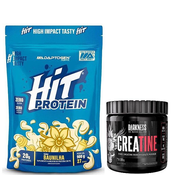 HIT PROTEIN 900G ADAPTOGEN + CREATINA 300G 100% PURA DARKENSS