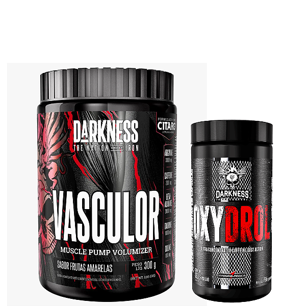 VASCULOR 300g PRÉ TREINO SEM CAFEINA + CAFEINA 200MG 120 CAPS (VALIDADE 09/26) - DARKENSS