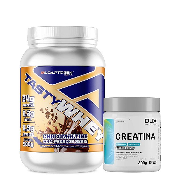 TASTY WHEY 3W 900G - ADAPTOGEN - CREATINA 300G DUX HUMAN HEALTH
