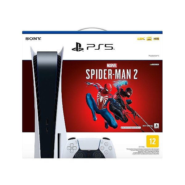 Console Playstation 5 Sony, SSD 825GB, Controle sem fio DualSense, Com Mídia Física + Jogo Marvel's Spider-Man 2