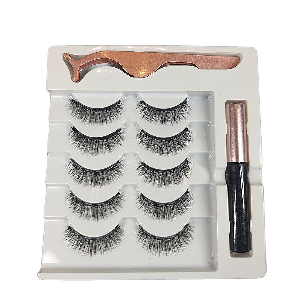 Kit Cilios Magnético 6D com Pinça e Delineador